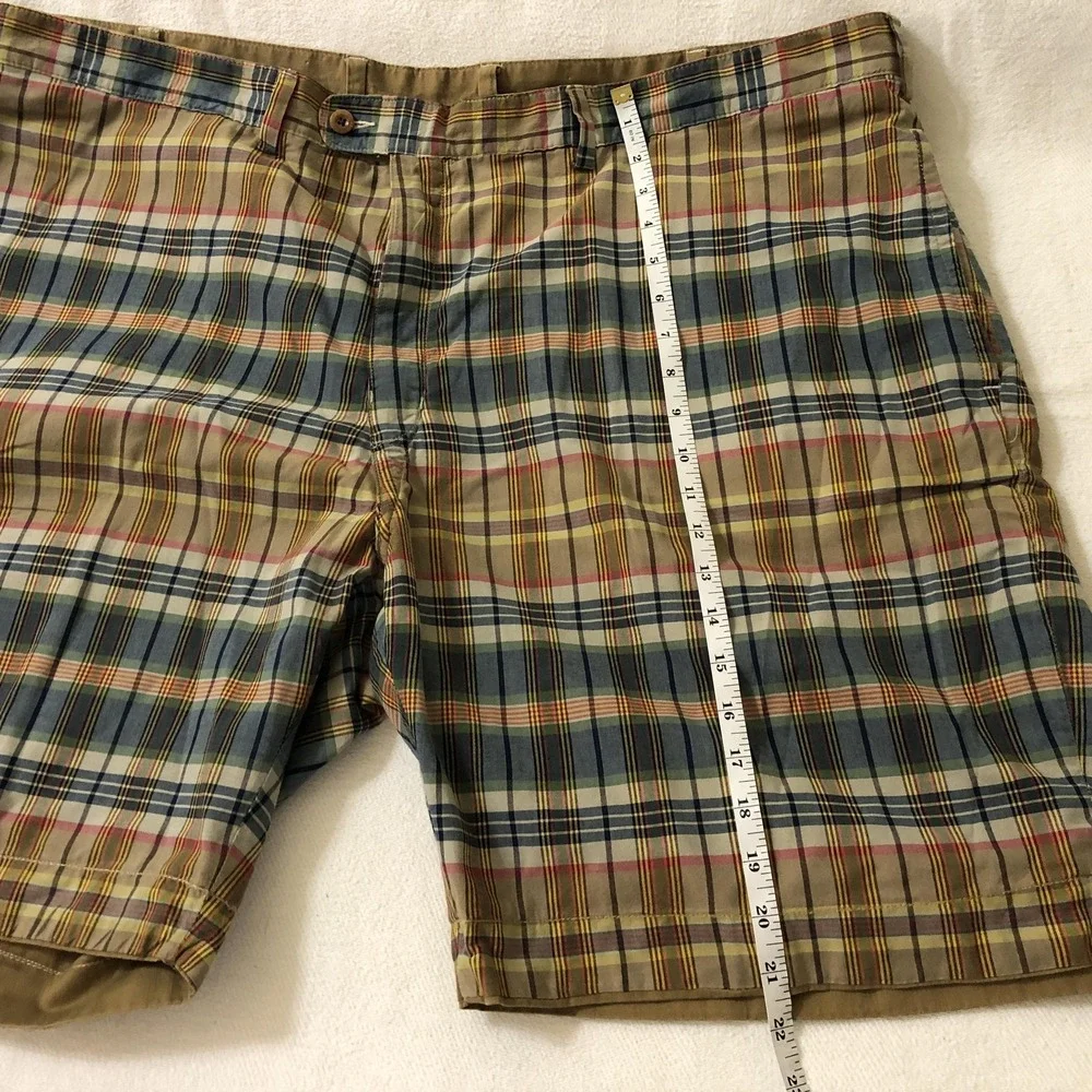 Polo Ralph Lauren Shorts Mens 48 Multicolor Plaid Chino Reversible 9 Inseam Big